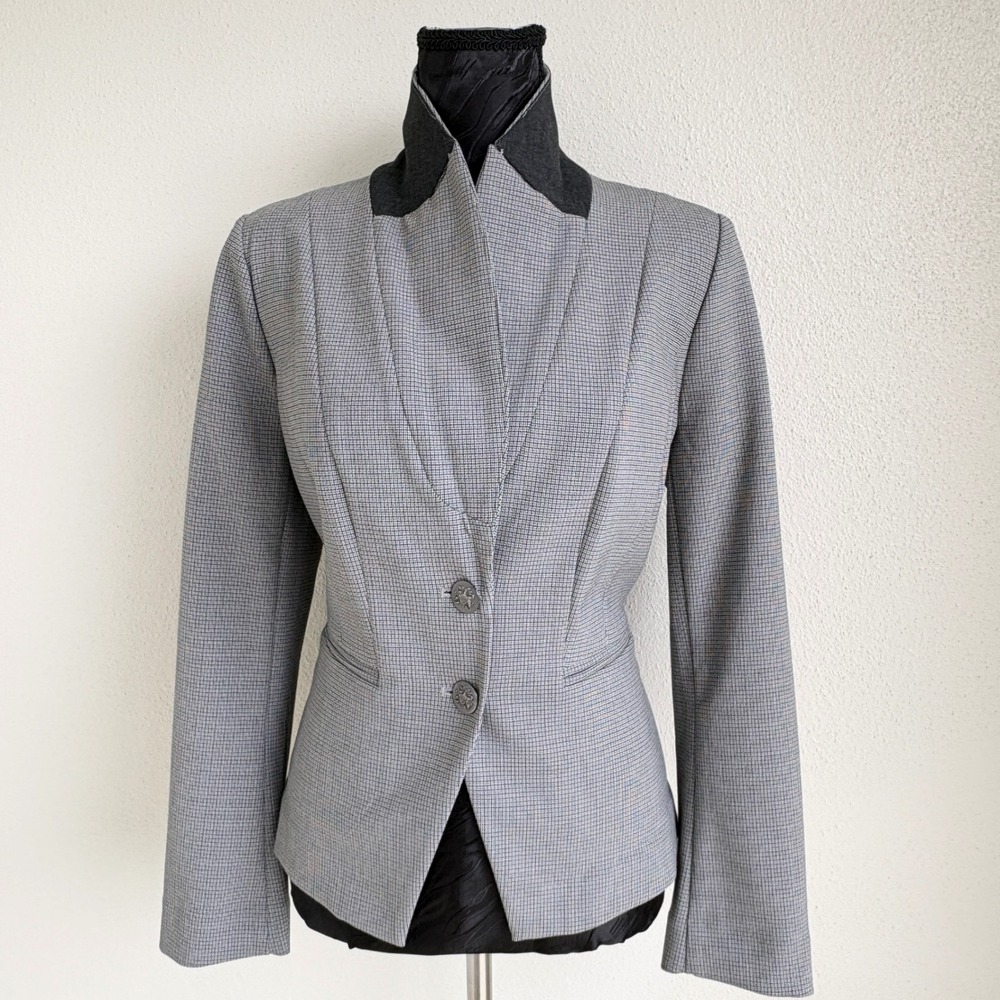 White House Black Market Plaid Blazer, Womens‎ 10P Gray NEW